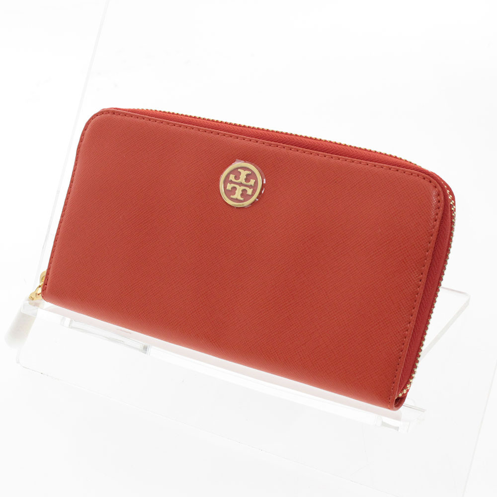 ■ TORY BURCH トリーバーチ 長財布 ラウンドファスナー レザー ロゴ レディース オレンジ 未使用