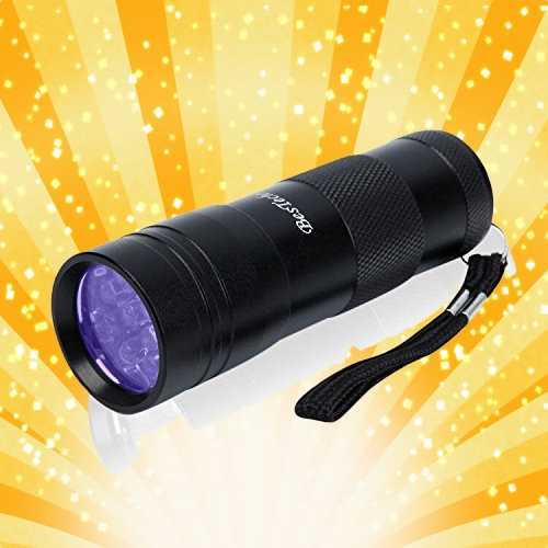 人気★懐中電灯 紫外線ライト UVライト ブラックライトレジン用の硬化ライト 12LED 懐中電灯 見えない汚れ対策_1