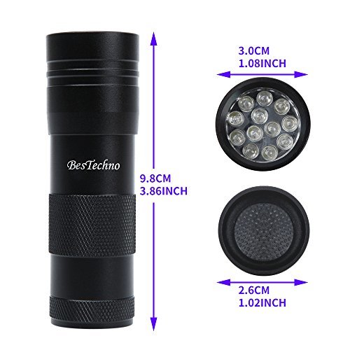 人気★懐中電灯 紫外線ライト UVライト ブラックライトレジン用の硬化ライト 12LED 懐中電灯 見えない汚れ対策_3