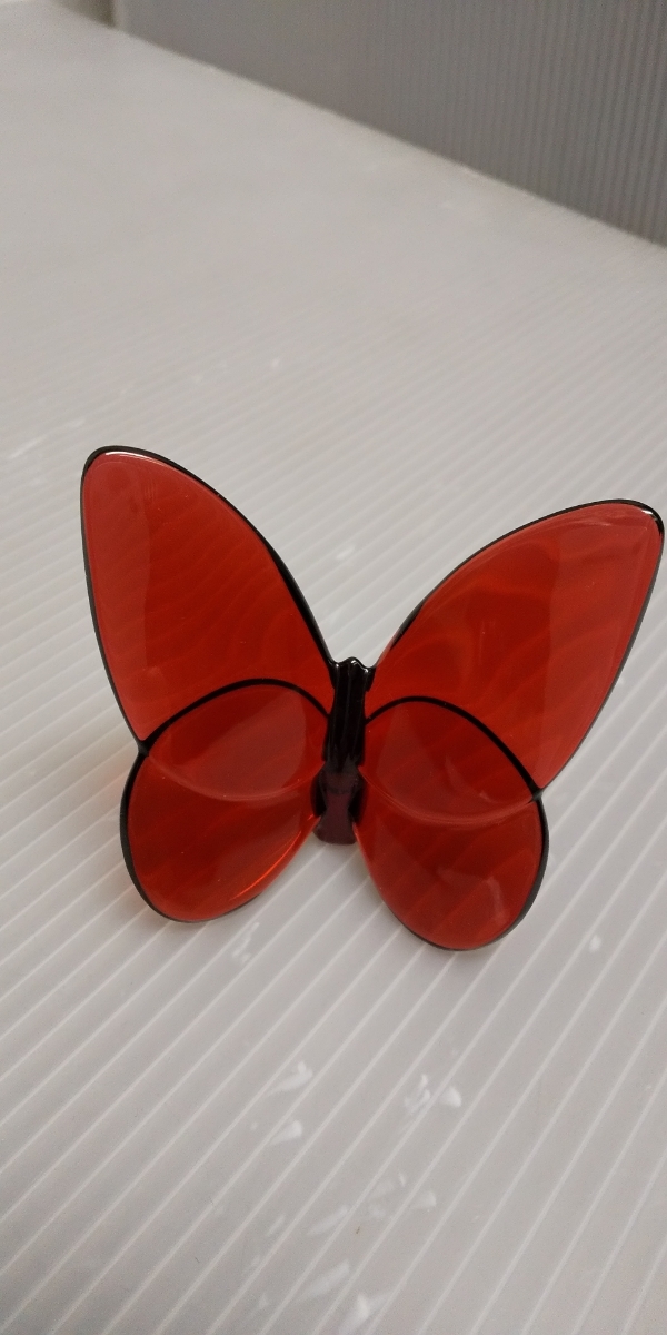 バカラ ラッキーバタフライ オブジェ レッド 美品 ラッキーバタフライ