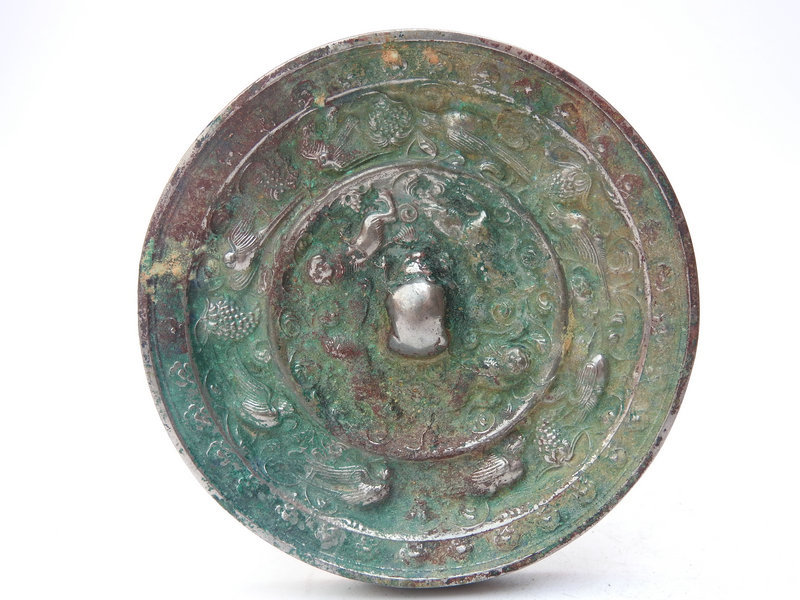 本物保証，新品 民間収集 銅製 霊獣紋 銅鏡 法器 置物 賞物 時代物
