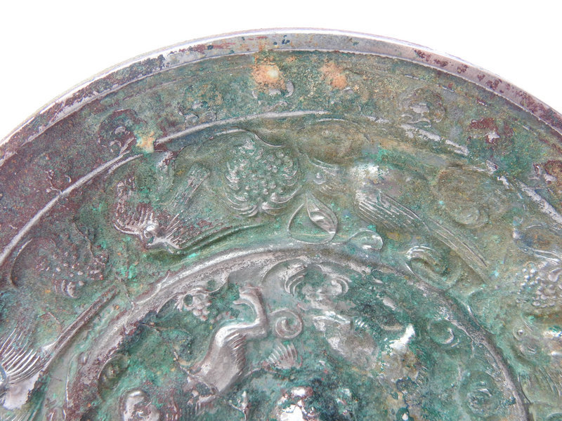 本物保証，新品 民間収集 銅製 霊獣紋 銅鏡 法器 置物 賞物 時代物