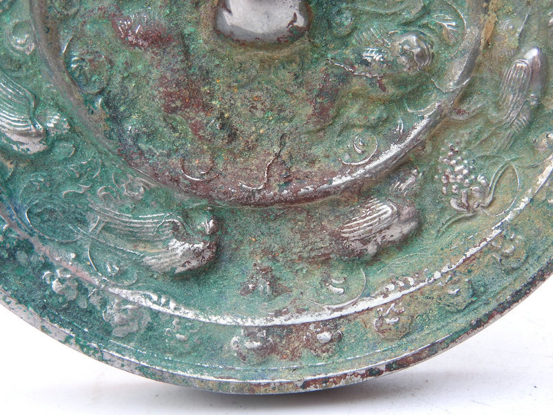 本物保証，新品 民間収集 銅製 霊獣紋 銅鏡 法器 置物 賞物 時代物