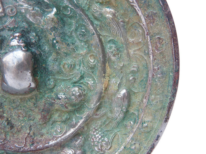 本物保証，新品 民間収集 銅製 霊獣紋 銅鏡 法器 置物 賞物 時代物