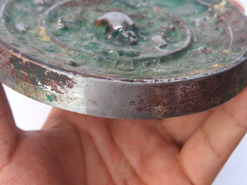 本物保証，新品 民間収集 銅製 霊獣紋 銅鏡 法器 置物 賞物 時代物