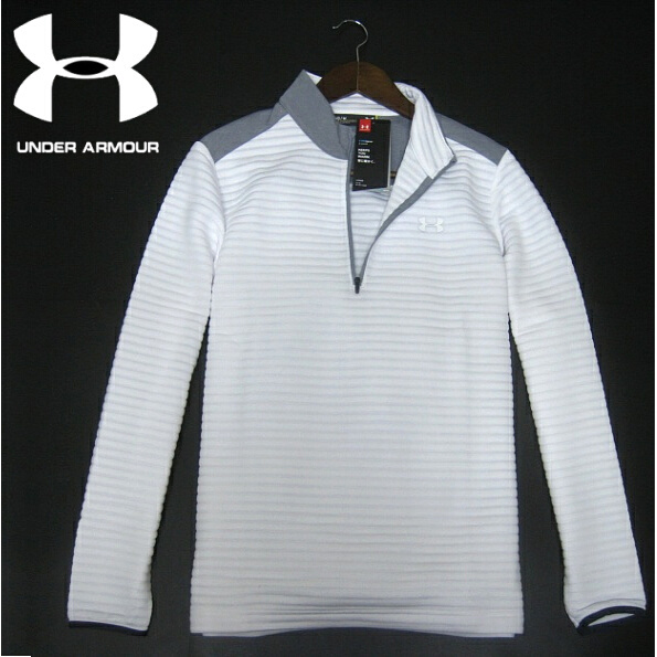 新品▼アンダーアーマー　ゴルフ　秋冬　長袖シャツ　コールドギア　モックネック　ハーフジップ　UNDER ARMOUR　M　白　メンズ