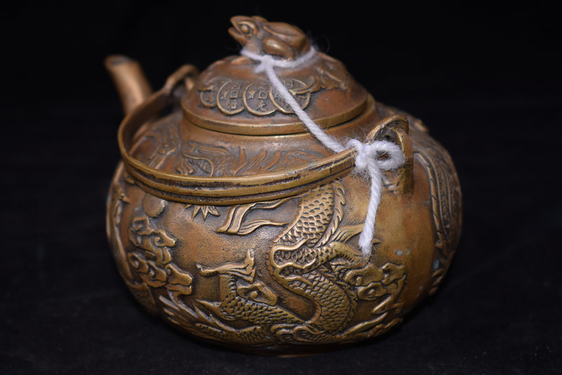 煎茶道具 紫砂壺 銅製 茶壺 銀壺 塗銀 茶器 古銅彫 旧蔵 品