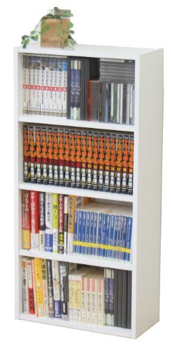 不二貿易 リビング収納 BDラック 本棚 4段 幅41.8cm ホワイト 81397_1