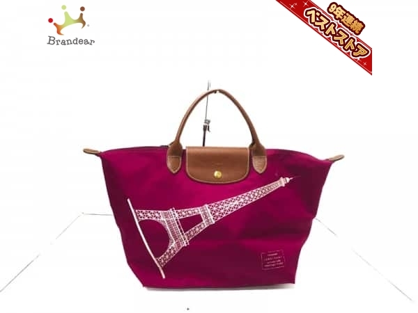 ロンシャン LONGCHAMP ハンドバッグ ナイロン×レザー パープル×ダーク 