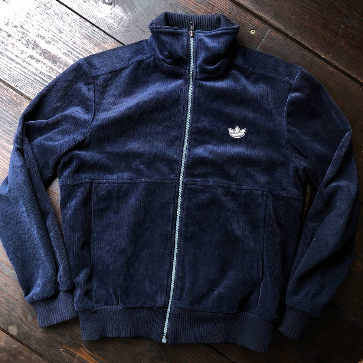 80s◇adidas アディダス ベロア調 ジップアップ トラックジャケット