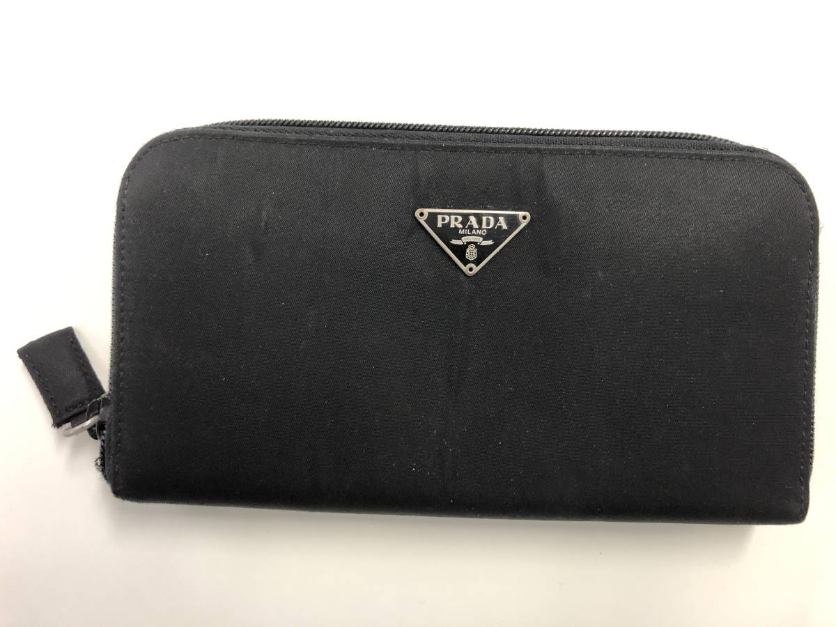 ブラック プラダ PRADA ラウンドファスナー長財布 ラウンドファスナー 