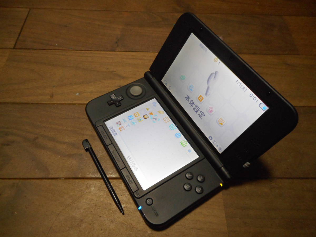 ①【完動品液晶綺麗】3DSLL本体タッチペン付ブルー×ブラックVer11.8.0-41J【動作確認済み1円スタート】