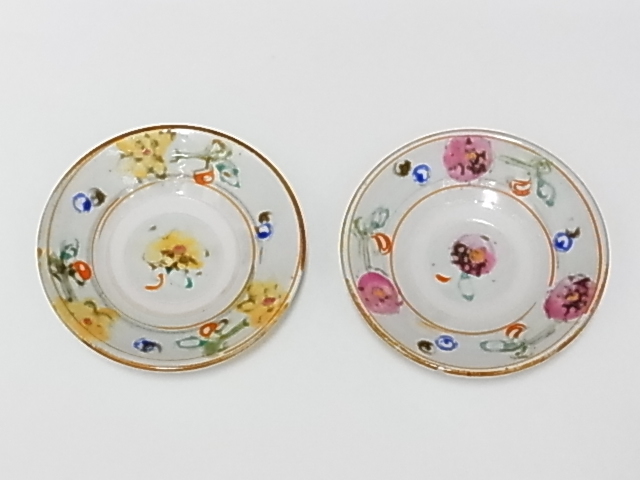 伊藤聡信○色絵 小皿 ピンク＆イエロー○10cm 皿 キッチン、食器