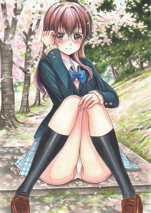 同人手描きイラスト☆聲の形：西宮硝子 「眼鏡ッ子」 A4サイズ(手描き