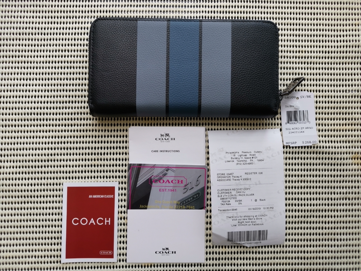 コーチ 長財布 新品未使用品 F58109 小銭入れ有 YKKファスナー 1円 