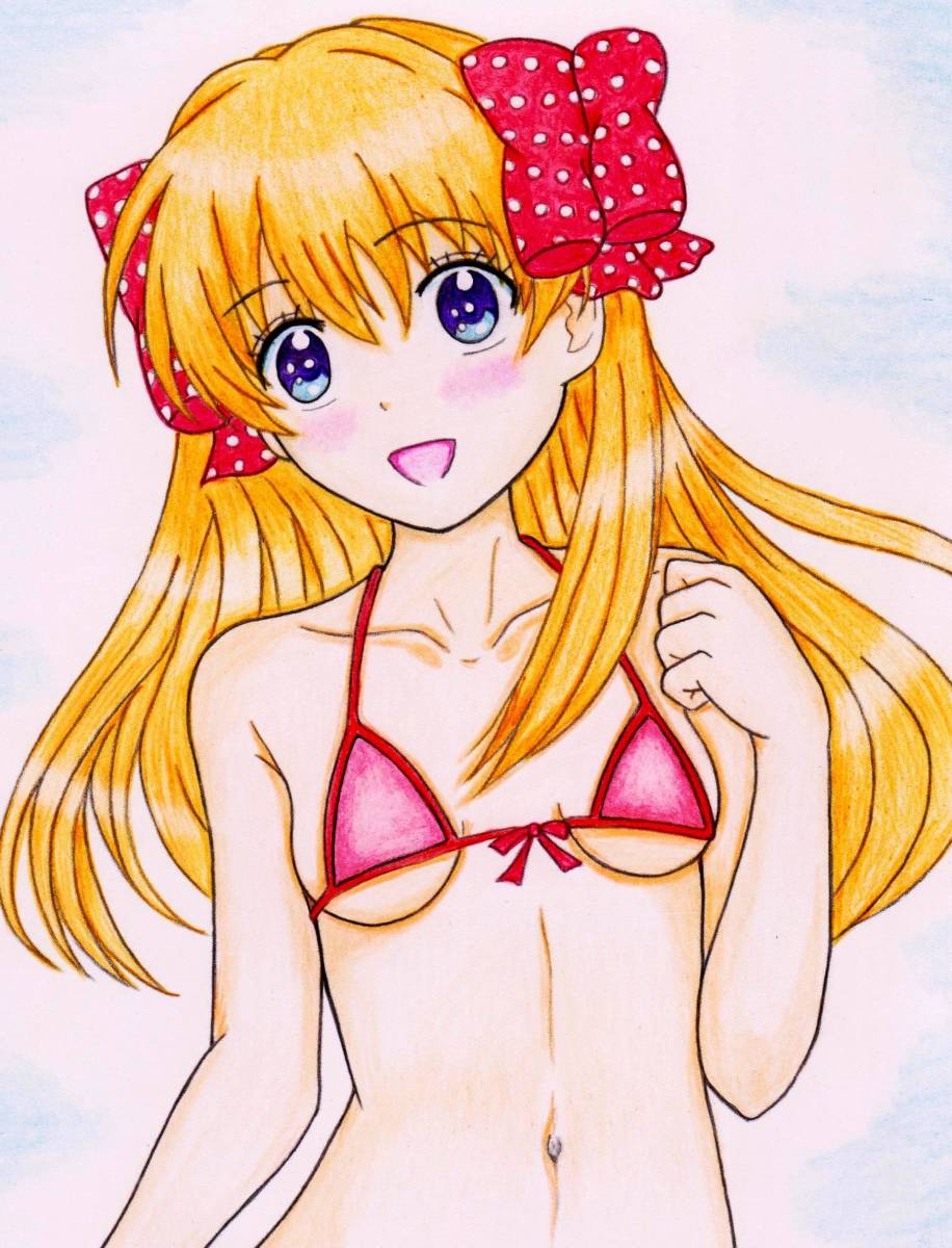 手描きイラスト 色鉛筆画 A4サイズ 月刊少女野崎くん 千代 水着の 手描きイラスト 色鉛筆画 A4サイズ 月刊少女野崎くん 千代 水着の