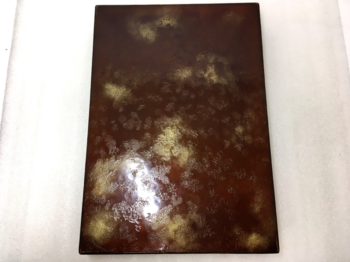 安藤七宝 彩釉七宝 硯箱 水滴 雨畑硯付き 共箱