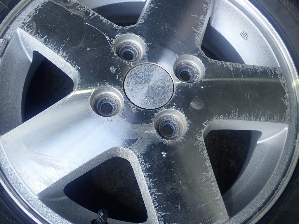 WX2239【送料無料155/65R13】スズキ純正 ワゴンR/MRワゴン/ラパンなどに 中古夏タイヤアルミSET ●13×4J 100/4H +45●