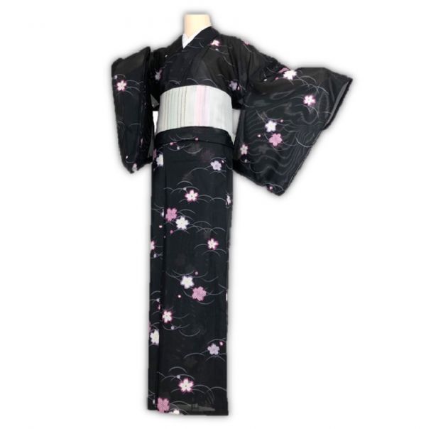 きもの誠実屋】 粋な和装美人 夏着物 新品 しつけ付 未使用 美品 五本 