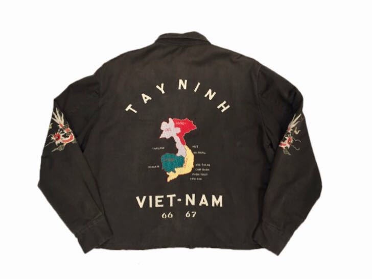 60s ビンテージ ベトジャン 黒 ブラックコットン 刺繍 VIETNAM 60s ビンテージ ベトジャン 黒 ブラックコットン 刺繍 VIETNAM