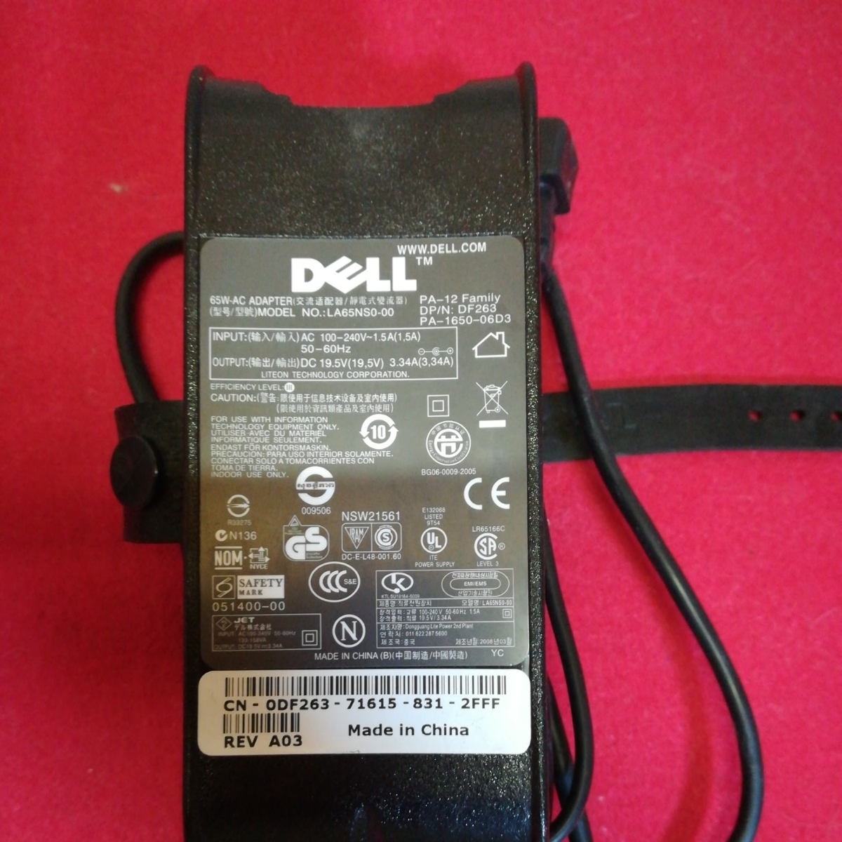 PER DELL 65W ADATTATORE CA FAMIGLIA PA-12 928G4 0928G4 LA65NS2-01 19,5V