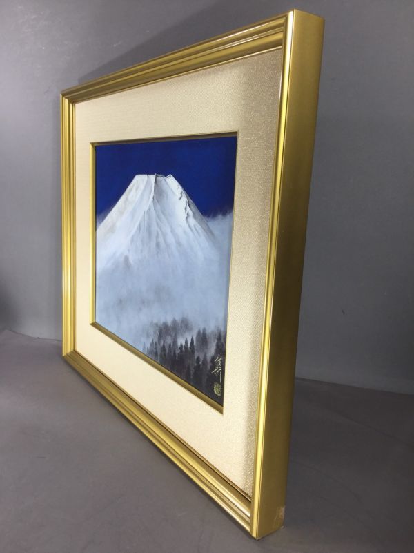 清水信行 「富岳」 10号 絵画買取・販売 共 岩彩日本画 真筆 OS》