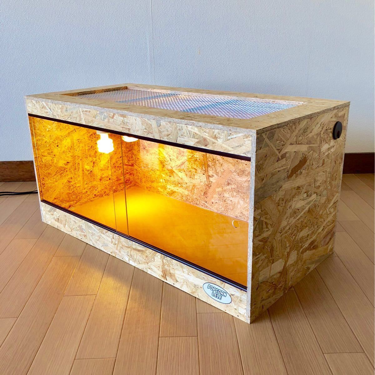 POPCORNLELE オリジナル爬虫類木製ケージ 800×400×400mm トカゲ リクガメ ヘビ ハリネズミなどに オーダーケージ ポップコーンレレ_2