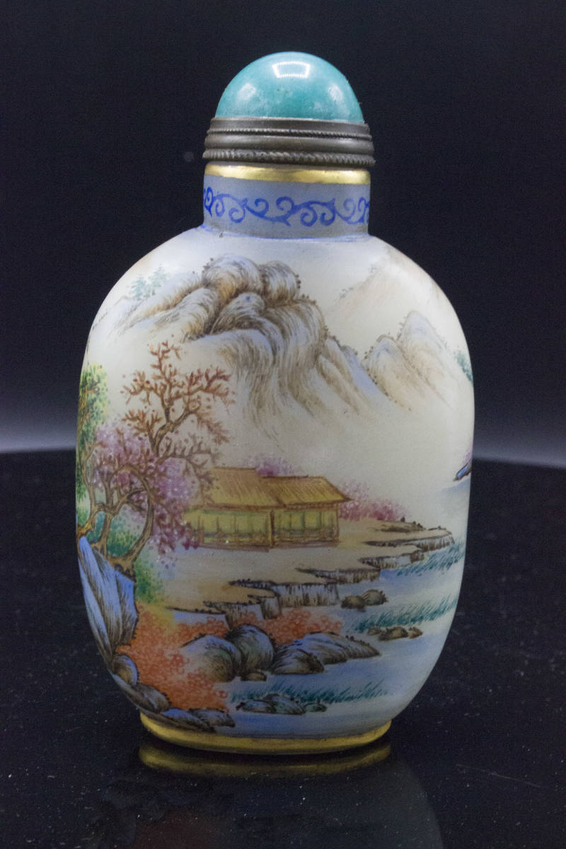 ☆極品BY12 中国古玩 【乾隆山水鼻煙壺4個セット】 箱付き 時代保証