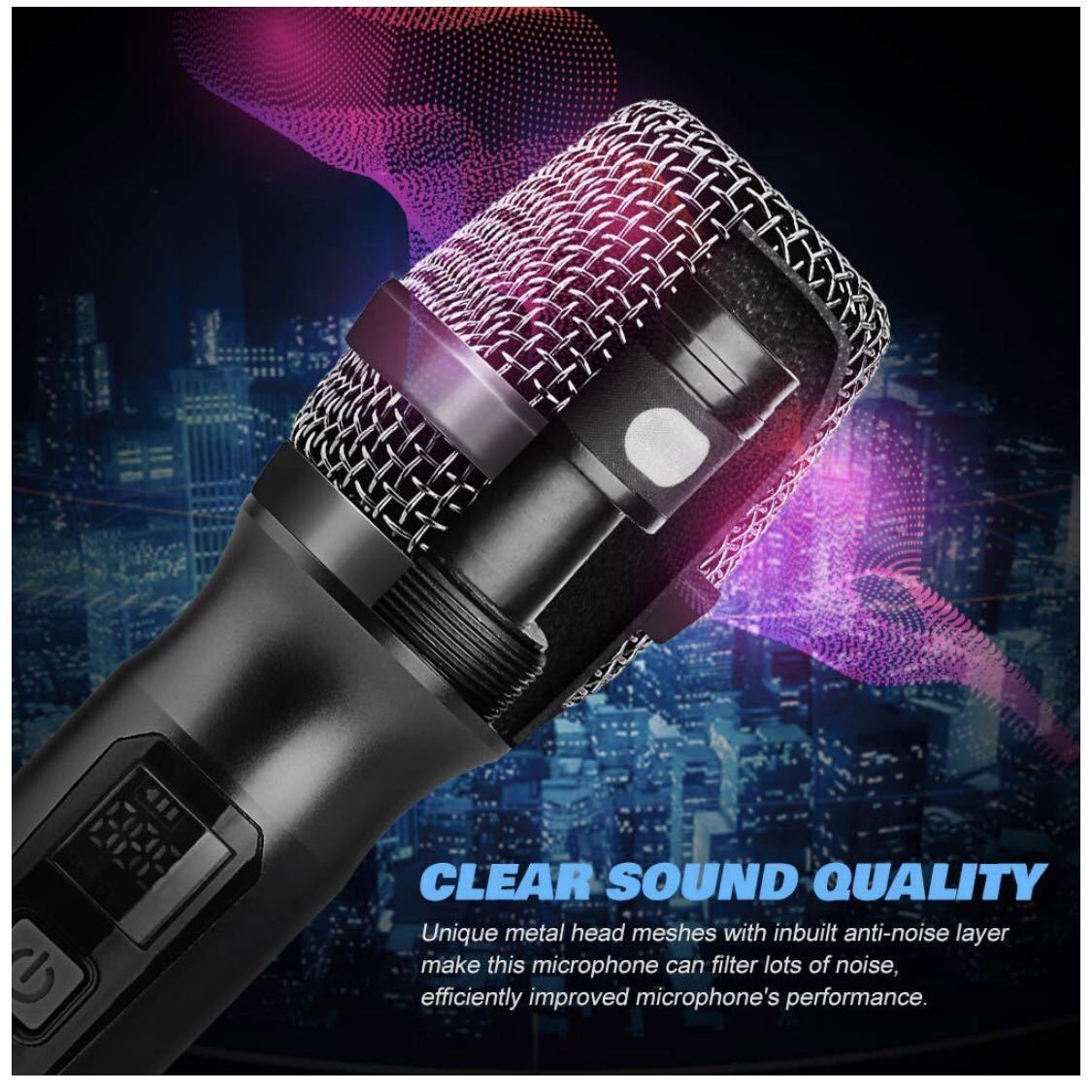 Ankuka カラオケマイク ダイナミックマイク ボーカルマイク 高音質 マイクロフォン 無線マイク ハンドヘルドマイク ミニレシーバ付き_2