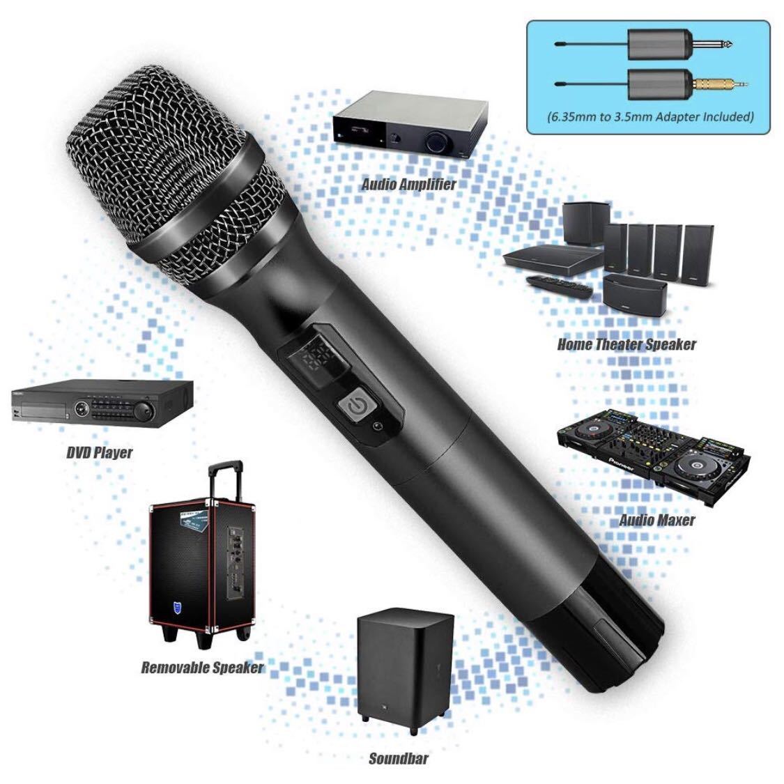 Ankuka カラオケマイク ダイナミックマイク ボーカルマイク 高音質 マイクロフォン 無線マイク ハンドヘルドマイク ミニレシーバ付き_4