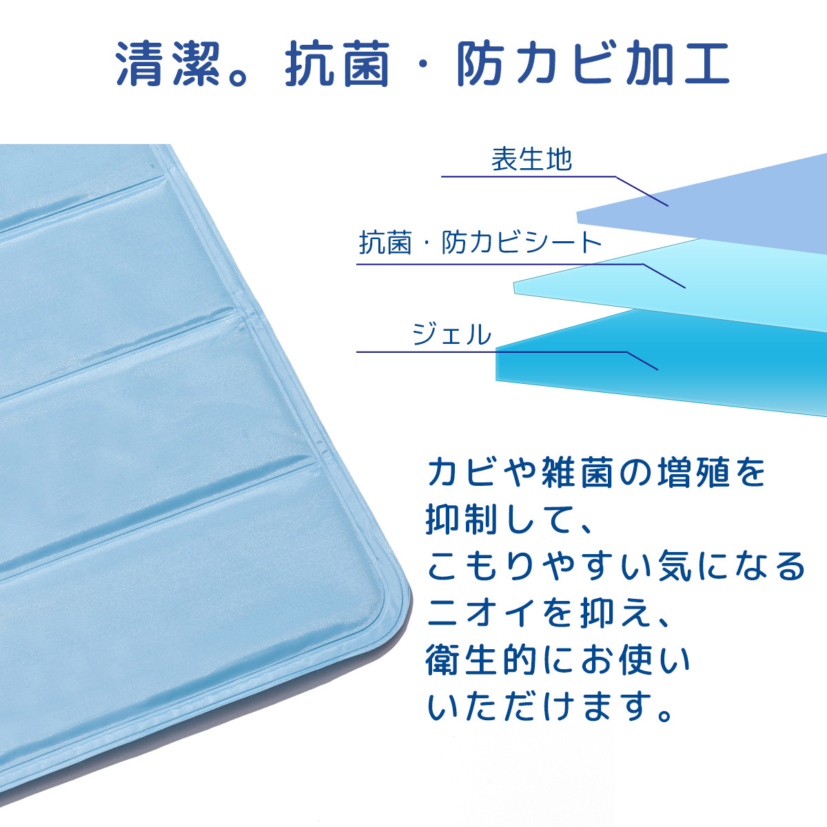 Z01 冷感 ジェルマット 抗菌 防カビ 長方形 75×140cm 新品