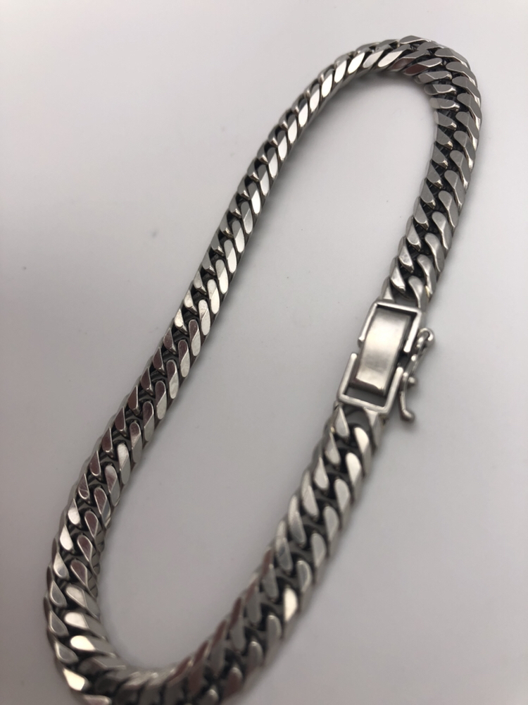 Pt900 喜平ブレスレット6面ダブル 長さ約21.5cm 幅約5mm 総重量30.3g 比重18.72 造幣局マークあり 洗浄済