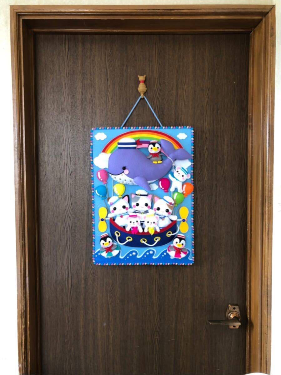 フェルト★ハンドメイド ★クジラ★ねこ★シロクマ★ペンギン★虹★海★水兵さん★飾り★タペストリー★夏★リース_9