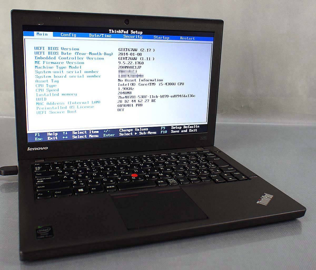 ThinkPad Lenovo 12.5インチ X270⁄20K5-A0E2JP⁄Core i3 Pro OS有訳あり