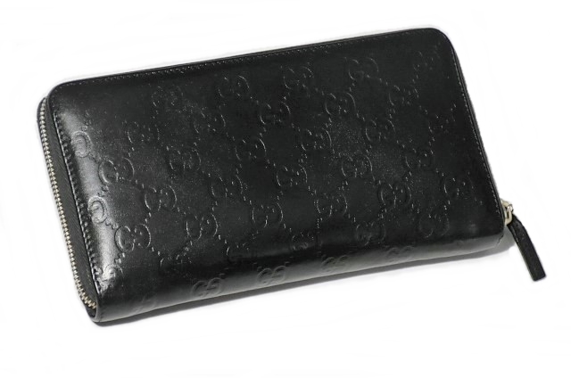 【確実正規品】グッチ　シマ　GG柄ジップアラウンド・ウォレット　ブラック×アイボリー