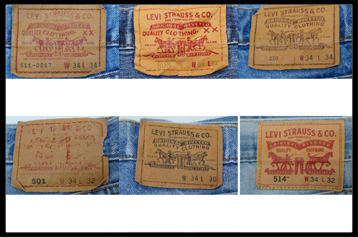 ★☆　1円スタート！！　★☆★☆ LEVI'S（リーバイス）のみ！！ ☆★メンズ　W34　リーバイス　型番色々デニムジーンズ6枚セット■S3062