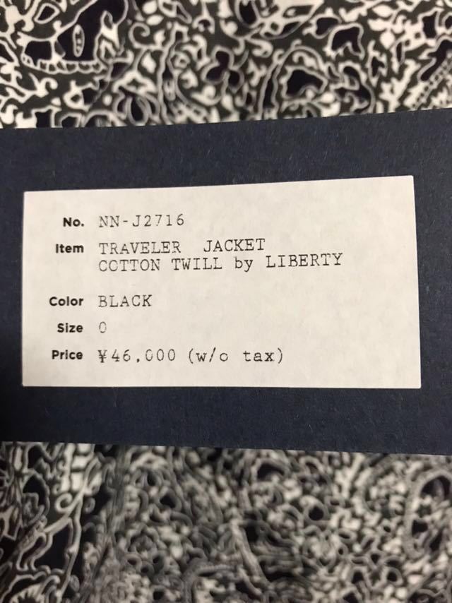 NONNATIVE ノンネイティブ TRAVELAR JACKET トラベラージャケット LIBERTY リバティ 黒 サイズゼロ 新品