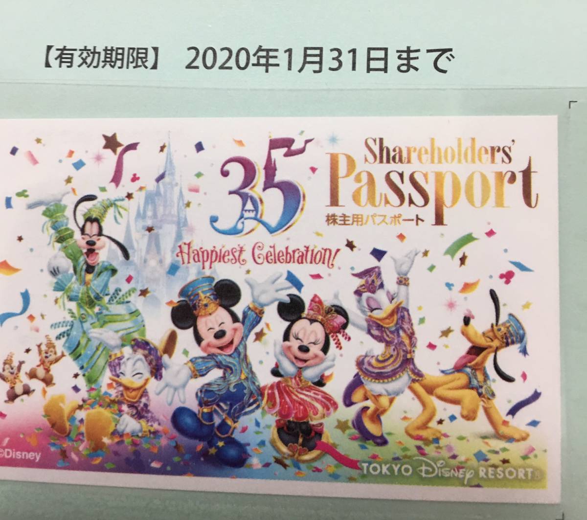 東京ディズニーリゾート 株主用パスポート 1枚 2020年1月31日まで_1