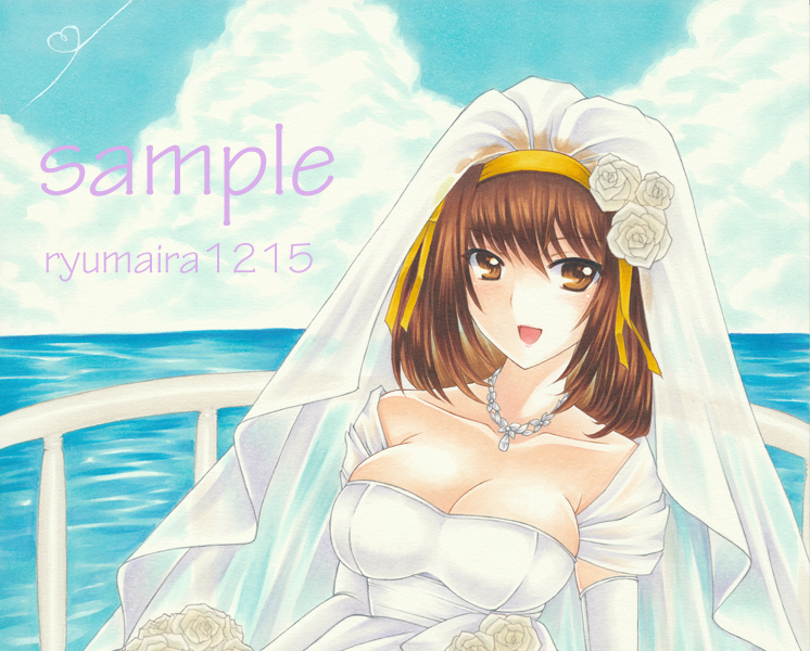 同人手描きイラスト 涼宮ハルヒ Happy Summer Wedding ウェディングドレス ａ４ 手描きイラスト 売買されたオークション情報 Yahooの商品情報をアーカイブ公開 オークファン Aucfan Com