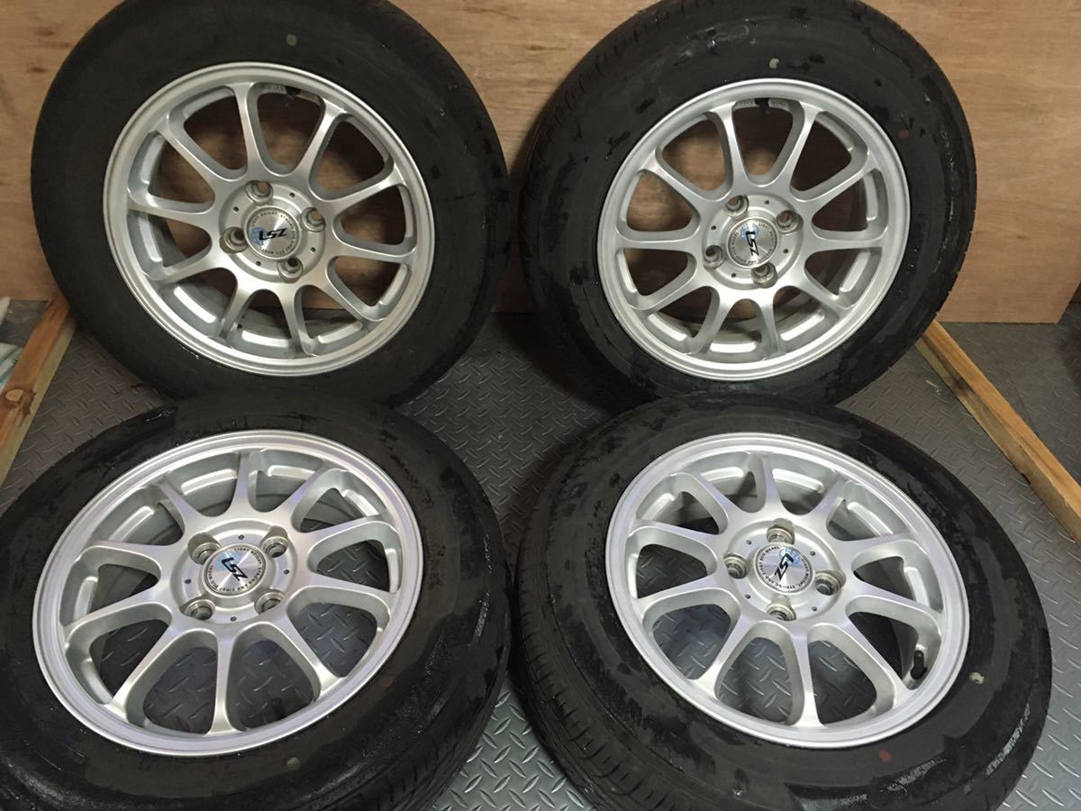LSZ 14インチ 5.5J PCD100 4穴 オフセット45 ハブ径67 ヨコハマS73 165/70R14 15年製 4本