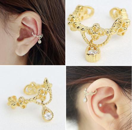 レディース シルバー925 雫と四つ葉のクローバー イヤーカフ ノンホール 揺れる フェイクピアス 【 ゴールド 】 xmab091_10