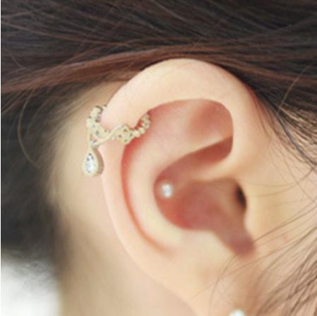 レディース シルバー925 雫と四つ葉のクローバー イヤーカフ ノンホール 揺れる フェイクピアス 【 ゴールド 】 xmab091_3