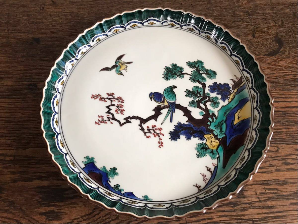 九谷焼 大皿 色絵 花鳥絵皿_1