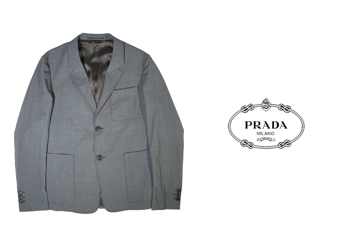 D635 PRADA プラダ ジャケット イタリア製 ライトグレー ☆ 48 プラダ 