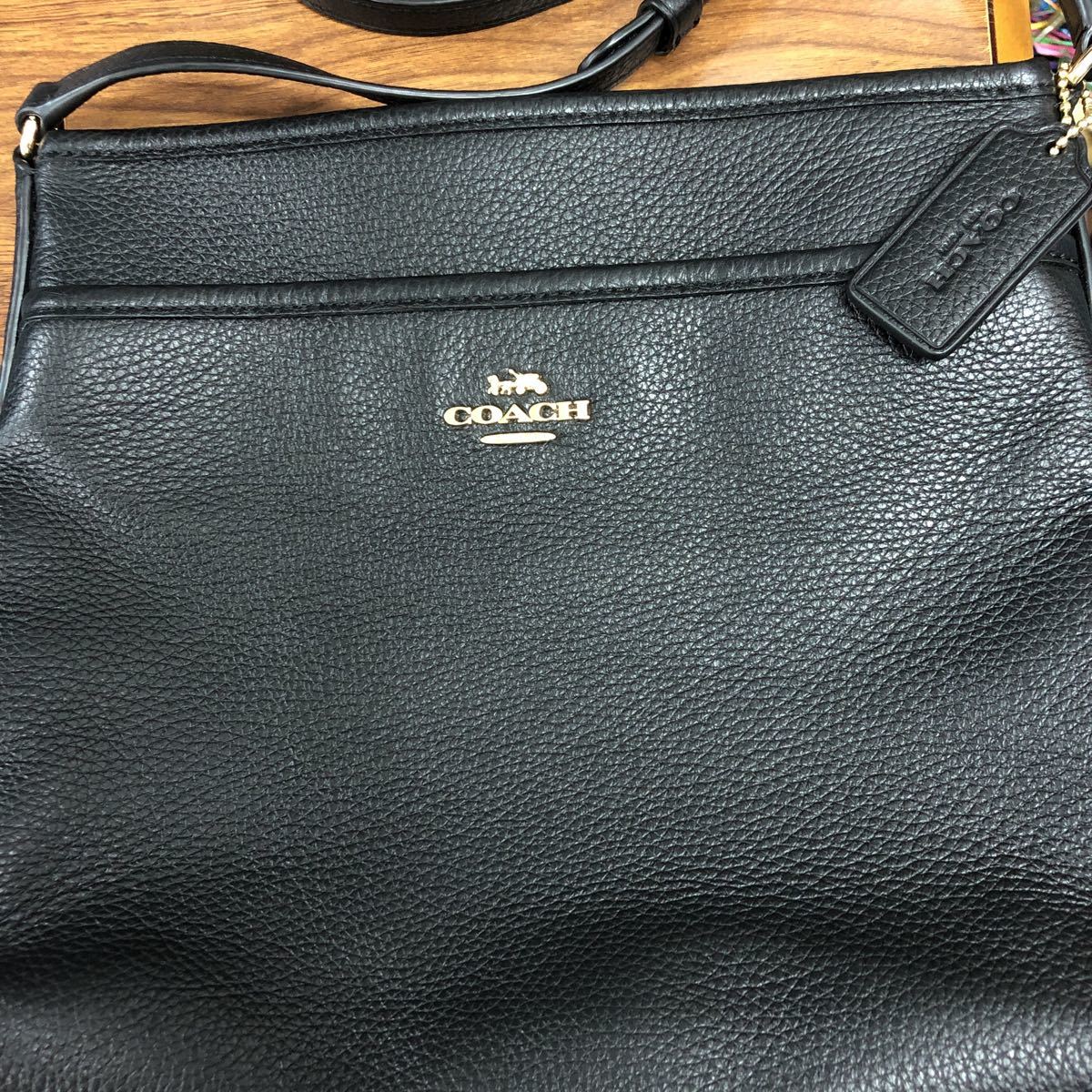 ショルダーバッグ コーチ レザー 本革 斜め掛け 美品 ブラック | COACH 