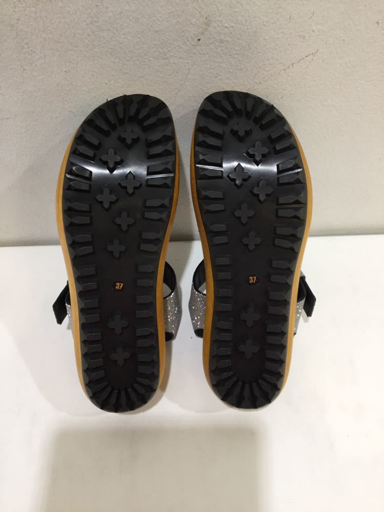 MARNI マルニ サンダル ウッドソール レザー 厚底 シルバー ラメ  