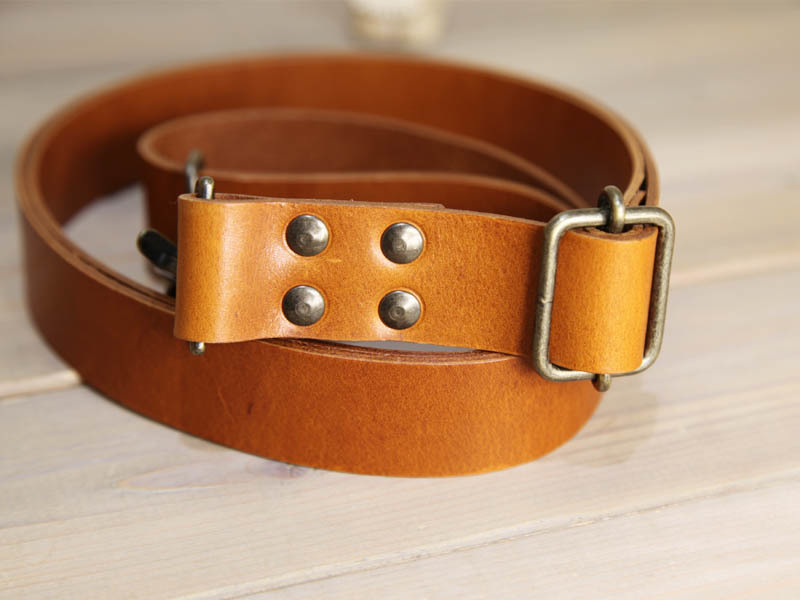 【oilバケッタヌメ革 黄茶】30mm幅一枚革85cm～150cm 付替ショルダーベルト ストラップ 鞄ベルト 黄キャメル