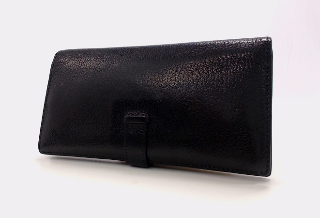 1円美品☆エルメス☆ベアン クラシック シェーブル 2つ折り財布 黒 G 