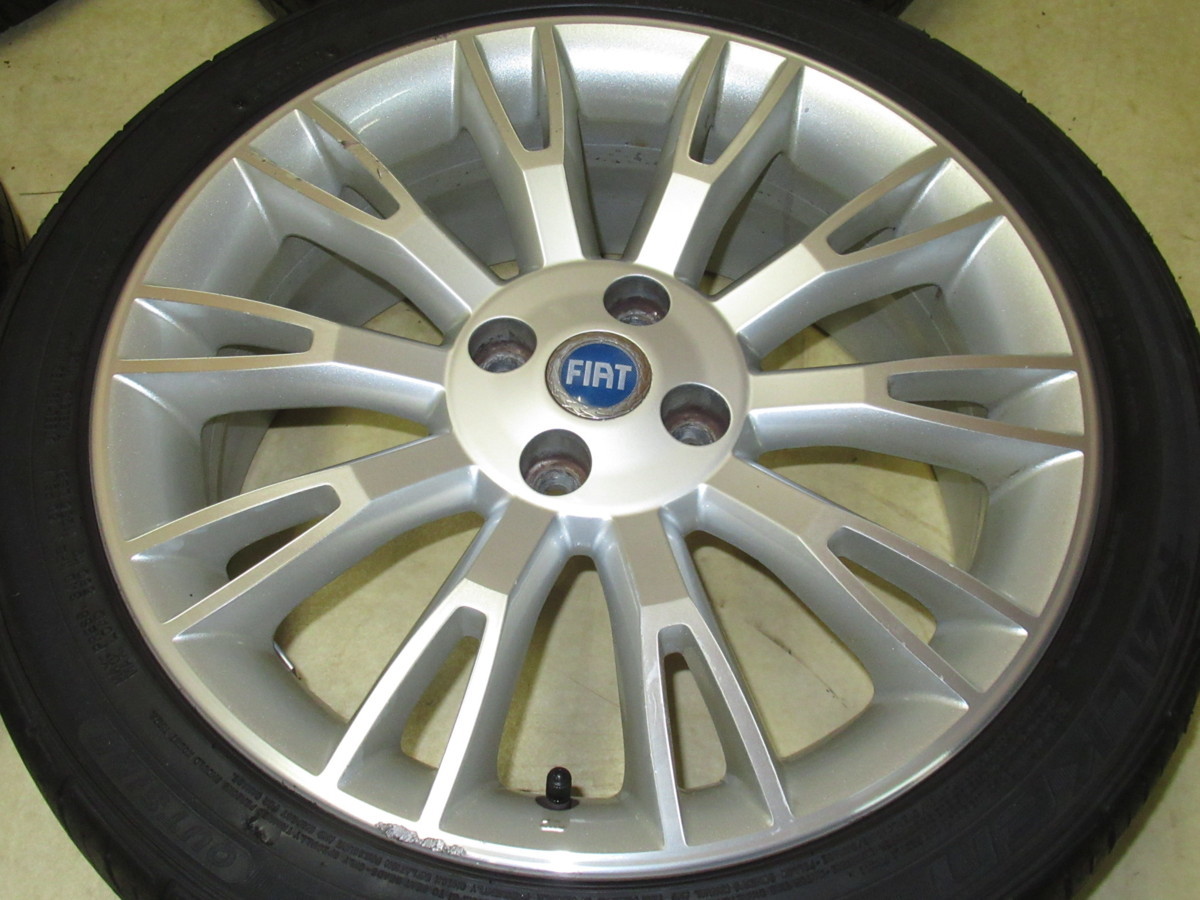 フィアット グランドプントスポーツ純正 6.5J-17 off+46 pcd100/4H ハブ径57ミリ 205/45ZR17 ラジアルタイヤ付き4本セット