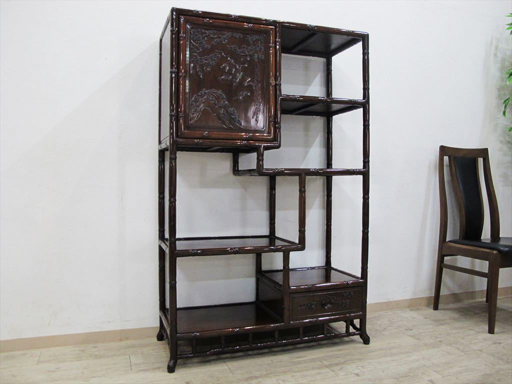 ☆唐木家具☆花梨☆飾り棚 茶棚 飾棚 3.3尺棚 飾り棚: 花梨 ⁄ 飾り棚